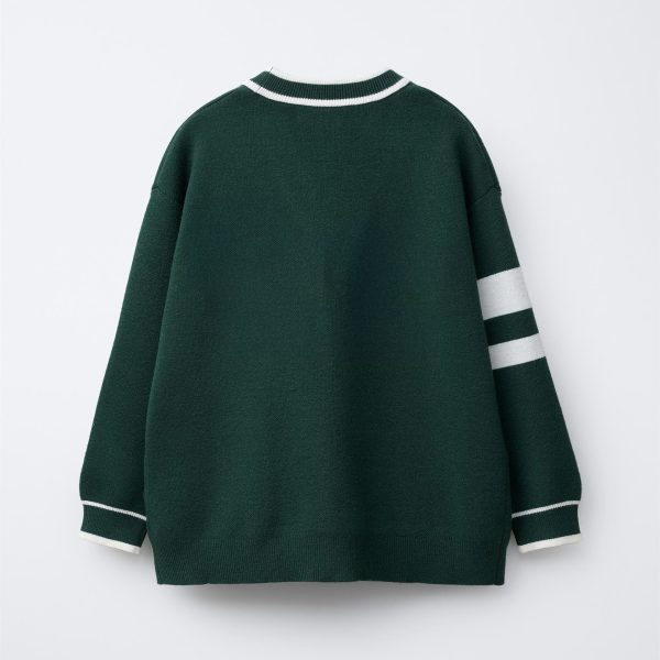 Custom 12 Gauge Varsity Cardigan Factory OEM Chenille Patch Cotton Blend Letterman Sweater - 图片 4