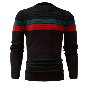 Customized O-Neck Striped Knitted Pullover Sweater for Men Winter Fashion Anti-Shrink Anti-Wrinkle Long-Sleeved Pullover