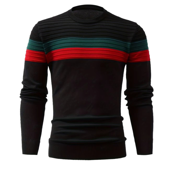 Customized O-Neck Striped Knitted Pullover Sweater for Men Winter Fashion Anti-Shrink Anti-Wrinkle Long-Sleeved Pullover