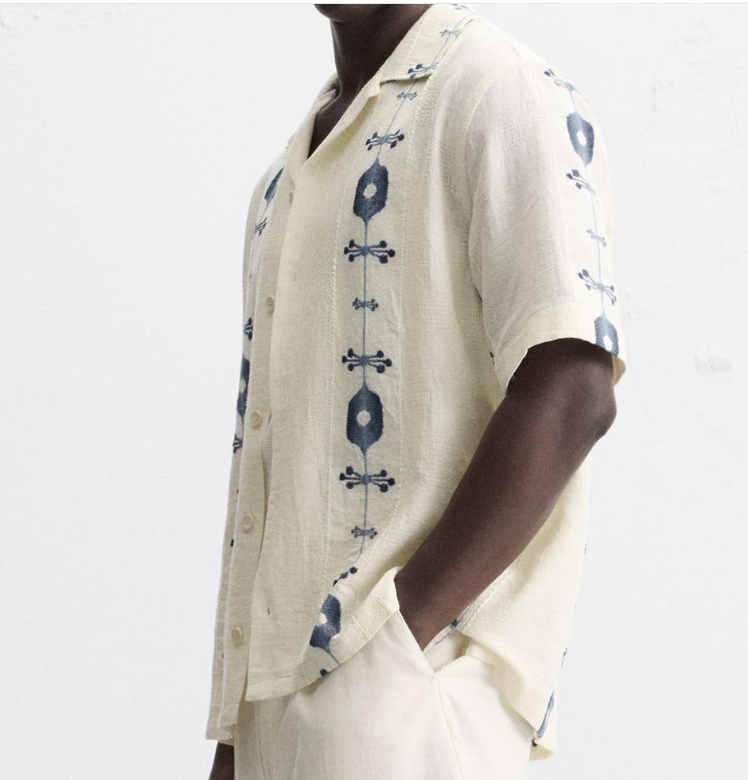 Retro Ethnic Embroidered Short - Sleeve Shirt Artistic Jacquard Cuban Collar Casual Vacation - Style Patterned - 图片 4