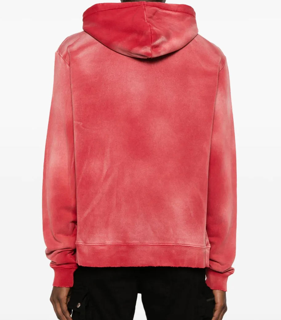 Oem Service College Cotton Hoodie Distressed - Style Red Hoodie Chest Badge Element Comfortable Casual Trendy Style Heavyweight - 图片 4