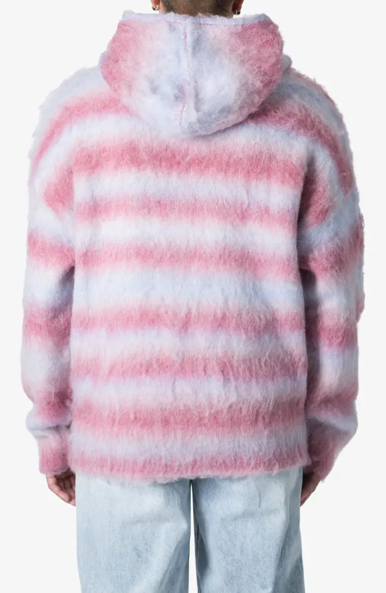 Stripe Knit Hoodie Brushed Fabric Soft and Cozy Fashion Sweater Oversized Fit Streetwear Style Multi-Color Stripe Hoodie - 图片 2