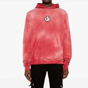 Oem Service College Cotton Hoodie Distressed - Style Red Hoodie Chest Badge Element Comfortable Casual Trendy Style Heavyweight