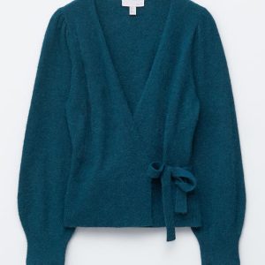 Elegant Retro VNeck Cross-Wrap Minimalist Style Sweater Fluffy Soft Cropped Tie-Front Knit Top Mohair Knit Sweater Women Sweater