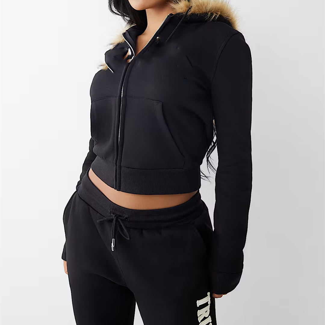 Customize Oversized Acid Wash Boxy Cropped Zip up Hoodie | Heavyweight Fleece Girls Fashion Hoodie Full-Zip High-Street - 图片 4