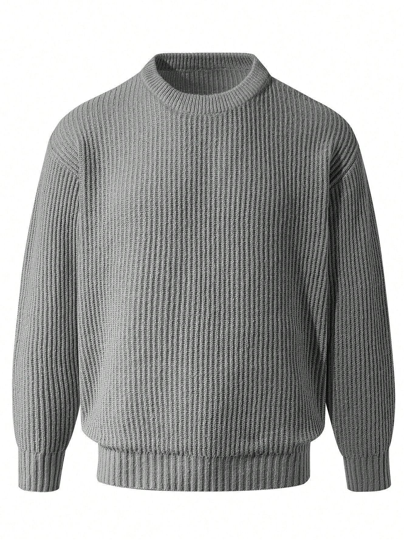 Customized Classic Wide Rib Knit Crew Neck Solid Sweater Ribbed Knit Sweater Minimalist Knitwear Men's Sweater Knitted