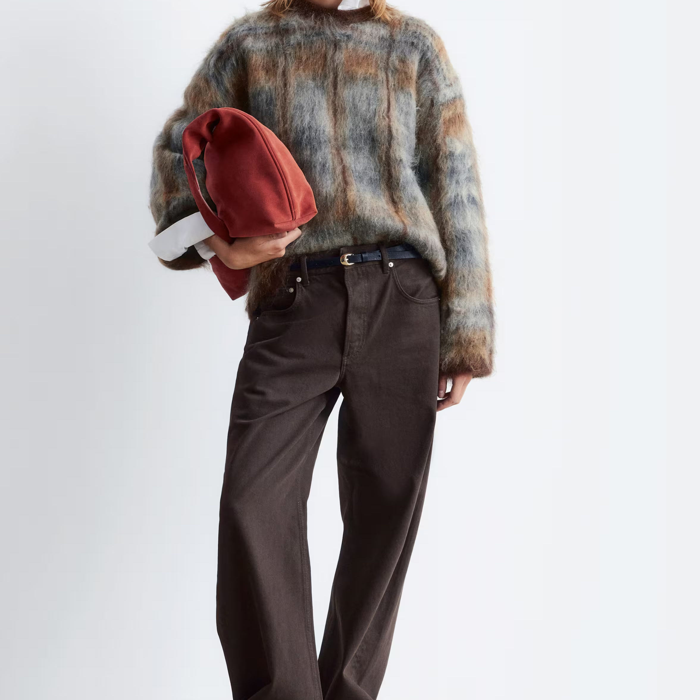 Colorblock Mottled Mohair-Blend Sweater Fluffy Multi-Colored Crewneck Autumn-Winter Retro-Style Knit Mohiar Sweater for Women - 图片 4