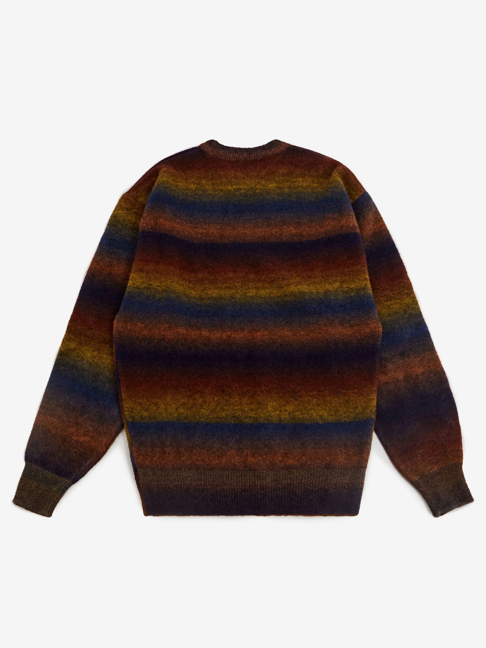 Retro Gradient Striped Crew Neck Knitted Sweater Autumn and Winter Colorful Striped Crew Neck Knitted Top - 图片 3