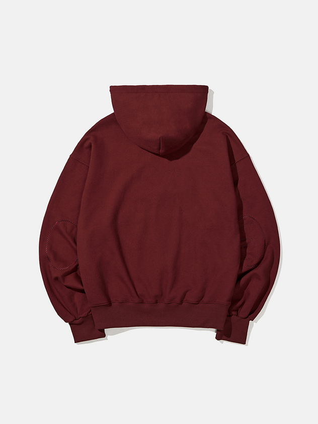 Trendy Wine -Red Hooded Sweatshirt Cross Star Patch Design Unique Casual Daily Top Haute - Couture - Style Hoodie High Quality - 图片 2