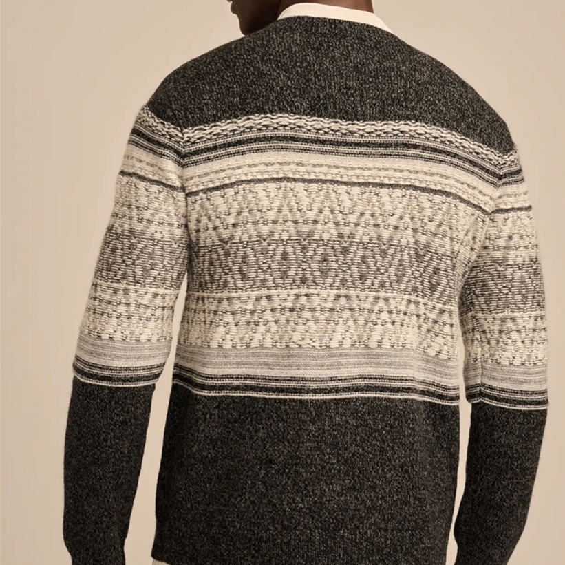 Custom Unisex Wool Blend Crewneck Intarsia Sweater High-Quality Fair Isle Pattern Knitwear Vintage Geometric Pattern Pullover - 图片 4