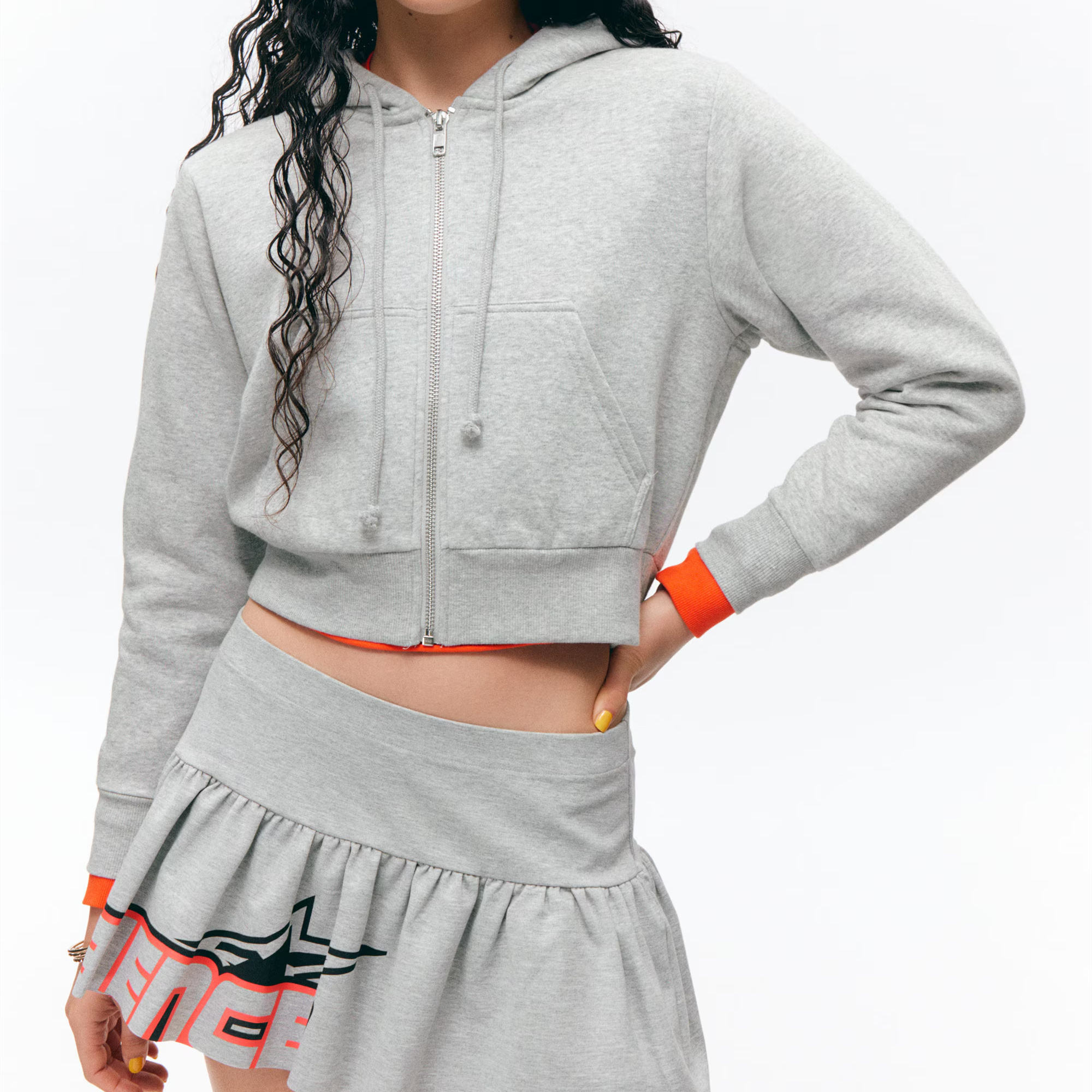 Customize Oversized Acid Wash Boxy Cropped Zip up Hoodie | Heavyweight Fleece Girls Fashion Hoodie Full-Zip High-Street