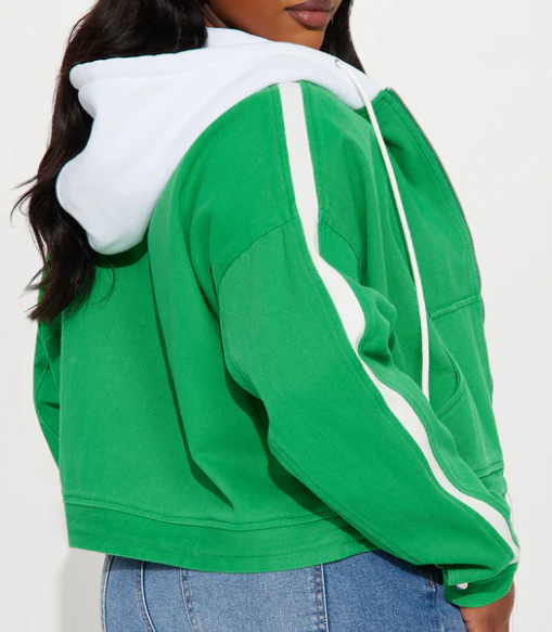 Customize Oversized Acid Wash Boxy Cropped Zip up Hoodie | Heavyweight Fleece Girls Fashion Hoodie Full-Zip High-Street - 图片 4