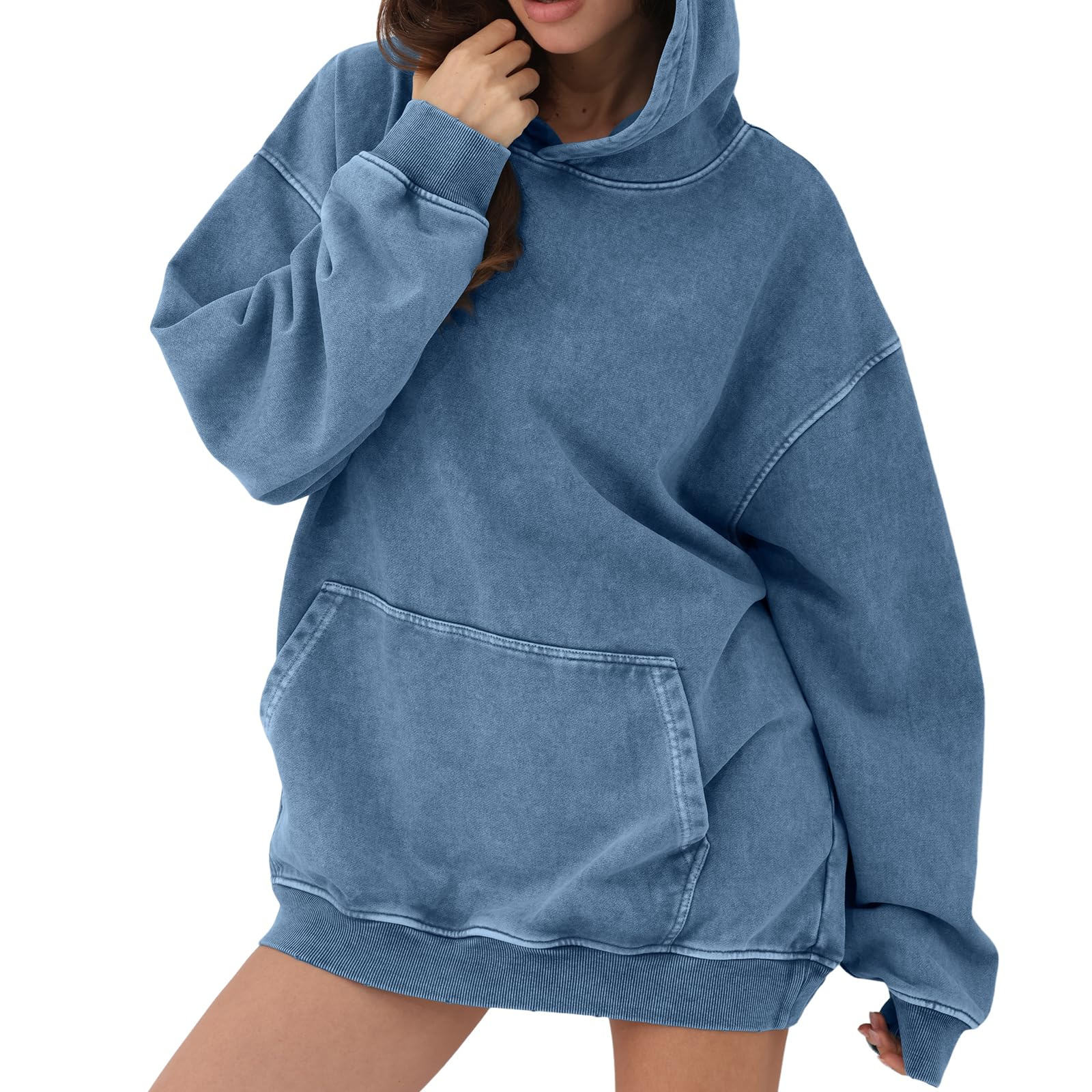 OEM SERVICE Solid Mens Acid Wash Hoodie Oversized Vintage Hoodies Heavyweight Distress Washed Sweatshirt High Quality Hoodie - 图片 2