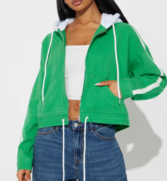 Customize Oversized Acid Wash Boxy Cropped Zip up Hoodie | Heavyweight Fleece Girls Fashion Hoodie Full-Zip High-Street